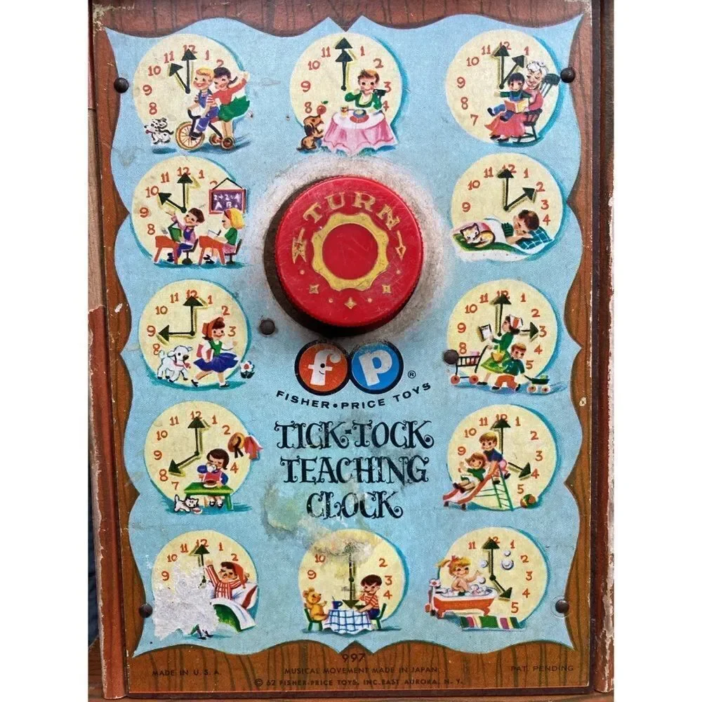 Vintage fisher price 1962 tick tock teaching clock